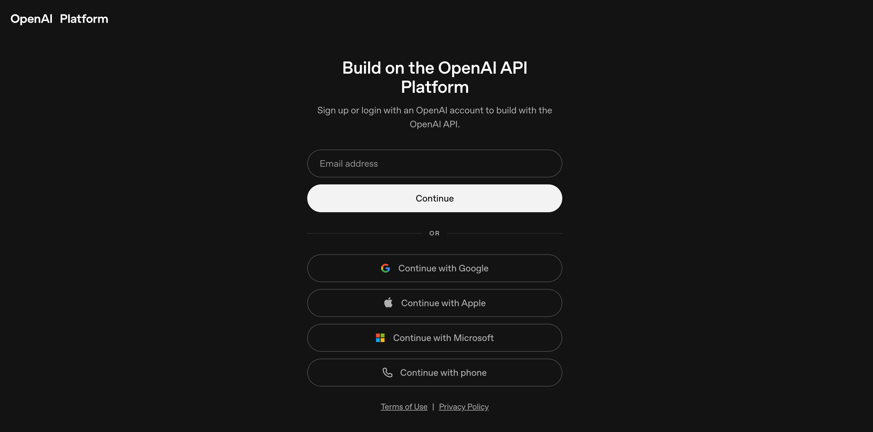 OpenAI Platform — sign in page